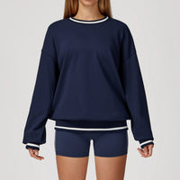 Contrast Color Sweatshirt Long Sleeve Loose Round Neck Fashion Sweater