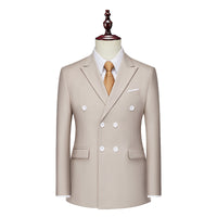 Men's Business Casual Double-breasted Suit Jacket Fashion Solid Color Coat