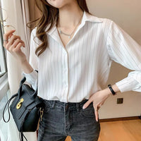 Long-sleeve Collared Chic Top Fashionable Professional-style Blouse