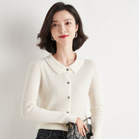 Polo Collar Slim Fit Slimming Long Sleeves Top Breasted Cardigan