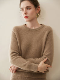 Pure Cashmere Shirt Women's Crew Neck Pullover Sweater