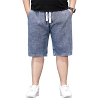 Summer Thin Plus Size Elastic Waist Denim Shorts Men