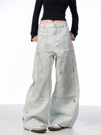 Women's Loose Retro Washed Distressed Machete Jeans