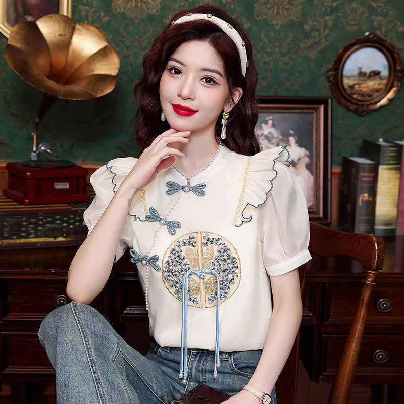 Summer New Chinese Style Shirt National Style Short Sleeve