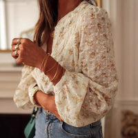 Casual And Elegant Lace-panelled Printed Shirt