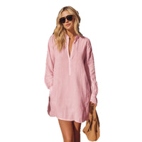 Women's Retro Henry Neck Loose Shirt