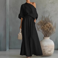 Cropped Off-shoulder Top And Pants Two-piece Set