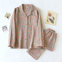 Yarn-dyed Double-layer Jacquard Feather Pajamas Suit Women