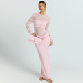 Round-neck Tube Top Long-sleeve Sexy Lace Sheer Patchwork Dress