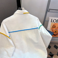 Contrast Color Pocket Loose Shirt Men And Women