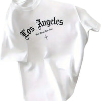 Mens Los Angeles-Print T-Shirt Casual Versatile Crew Neck Style