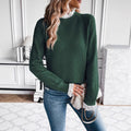 Pure Color Ribbon Women's Viscose Knitted Sweater With Lace Edge Fashionable All-matching