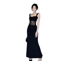 Lace Fishbone Patchwork High End Bodycon Sleeveless Slip Dress