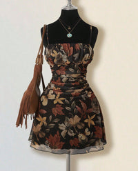 Sexy Strap Print Dark Gothic Style Loose Dress