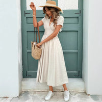 European And American V-neck Casual Backless Dress