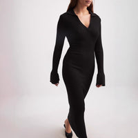 Women's Knitted Long-Sleeve Dress Deep V-Neck Sweater For Export