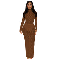 Fashionable Mesh Plaid Dress For Women