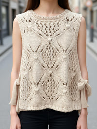 Hollowed-out Vintage Knit Vest Sweater