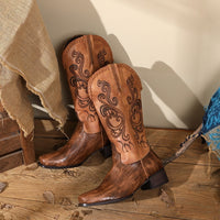 Riding Boots With A Chunky Heel And Embroidery Available
