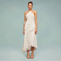 Womens New Fashion Strapless Sexy Backless Slit Tassel Elegant Dress