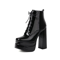 Chunky-heeled Ultra-high Heel Ankle Boots Casual Lace-up British-style Dr Martens With A Thick Sole And Waterproof Design