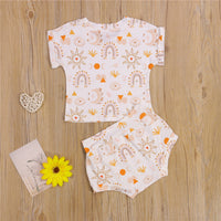 New Ins Sun Rainbow Loose Short-sleeved T-shirt Shorts Suit