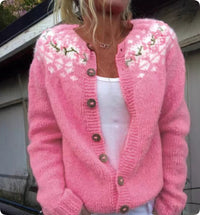 Cardigan Sweater Coat Single Row Button Sweater Printing