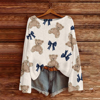Off-the-Shoulder Pullover Sweater With 3D Print