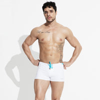 Men's Flat Angle Large Medium Waist Solid Color Beach Trunks