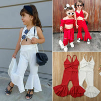 Hang Strip Solid Color One-piece Two-color Solid Color Fashion Sleeveless Jumpsuit For Baby Girl