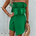 Women's Fashion Pure Color Tube-top Jumpsuit