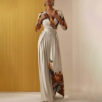 Stylish And Minimalist Womens Long Sleeve Wide Leg Jumpsuit