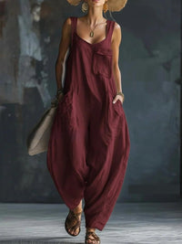 Women's Casual Versatile Solid Color Loose Jumpsuit