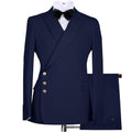 Mens Solid-Colored Slim-Fit Two-Piece Business Suit