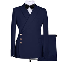 Mens Solid-Colored Slim-Fit Two-Piece Business Suit