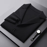 New Knitted Cardigan Men's Sweater Slim Fit Turn-down Collar Coat