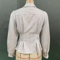 Temperament Waist-tie Long-sleeved Shirt Striped Cardigan Women