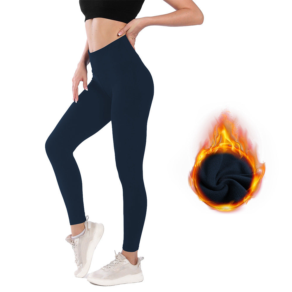 Women's High Waist Belly Contracting Warm Yoga Sports Leggings