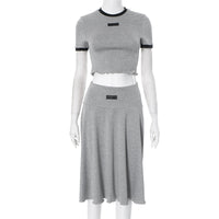 Women's Round Neck T-shirt Shory Style Skirt Suit