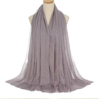 Pleated Viscose Yarn Monochrome Scarf Natural Wrinkled Cotton And Linen Burrs