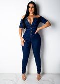 Tube Top One-shoulder Slim Slimming Jumpsuit Jeans