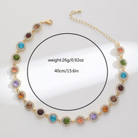Colorful Rhinestone Choker  Personalized Gem Necklace  Custom Light Luxury Niche Design High-End Clavicle Chain