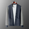 Wool Coat Men's Fall Plus Size Loose Casual Contrast Color Pocket Sweater