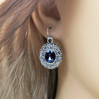 European And American-style Fashionable Purple Crystal Earrings