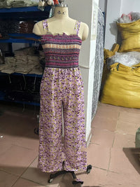 Stylish Strappy Printed Pocket Loose Jumpsuit