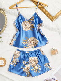Printed Pajamas Womens Two Piece Set With Camisole And Shorts For Loungewear