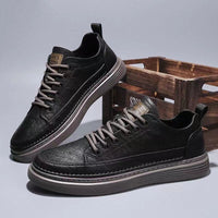 Men's Shoes Spring New Versatile Black Casual Leather