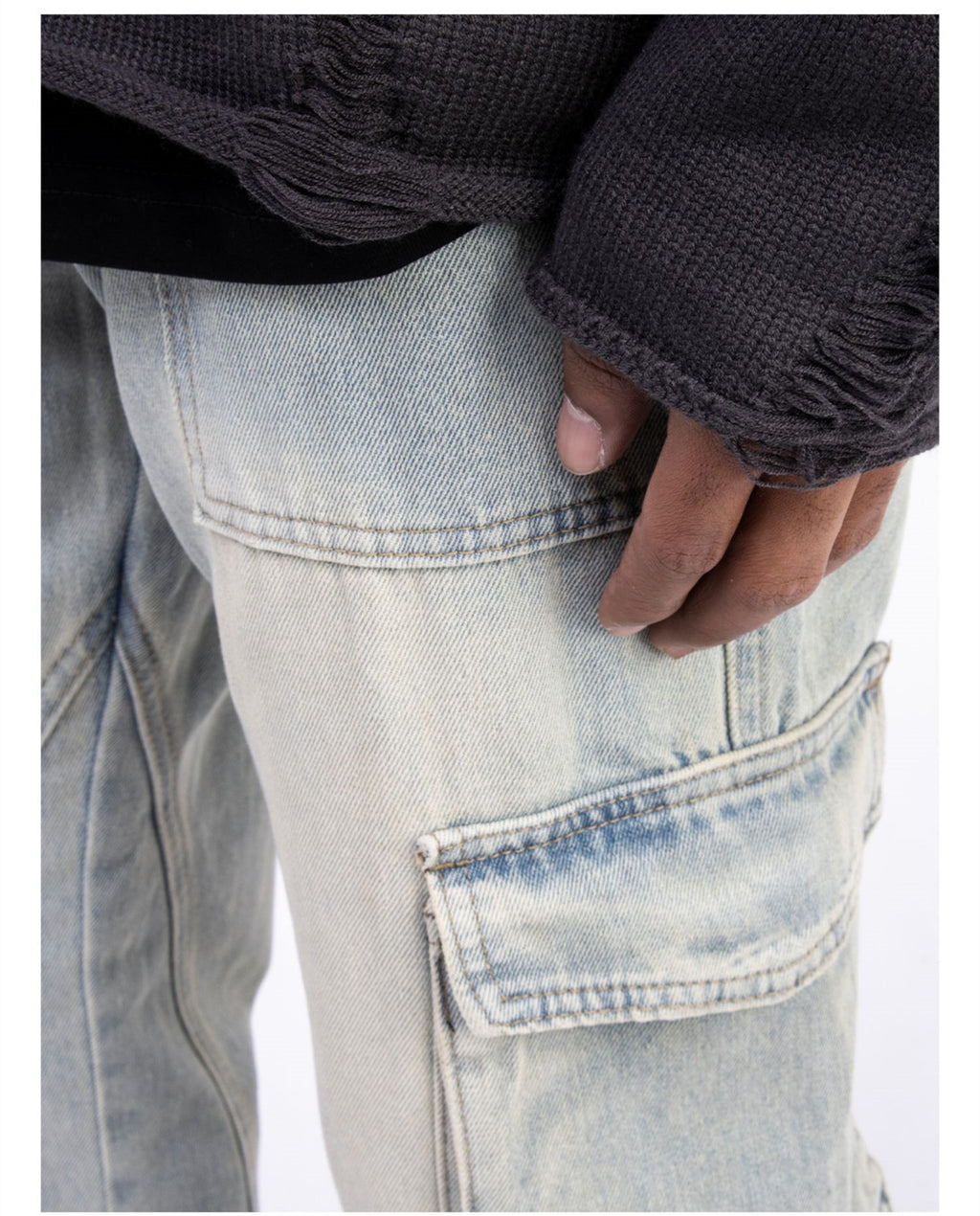 American Style Autumn And Winter Washed And Made Old Micro Elastic Jeans With Zipper Design At The Hem For Casual Pants