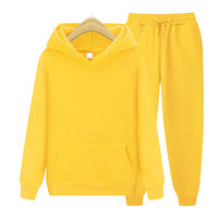 Men's Sports Ribbed Cuffs Hem Hooded Solid Color Pullover Sweater Set