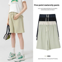 Pregnant Women's Cropped Shorts Women's Summer Outer Wear Thin High Waist Wide Leg